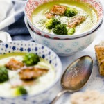 Vellutata di piselli, broccoli e salmone - Peas soup with broccoli and salmon